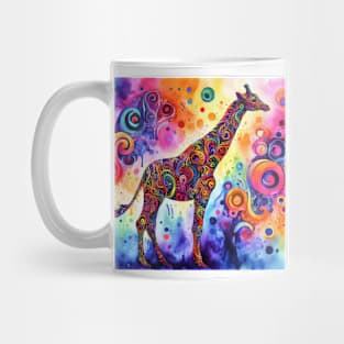 Brightly colored illustration of a giraffe Mug